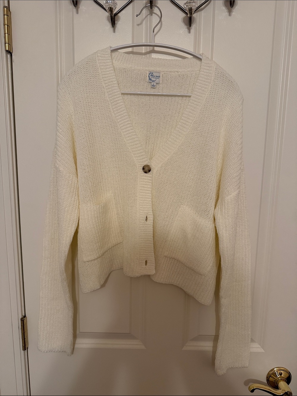Charter Club Cream V‑Neck Pocket Button Cardigan